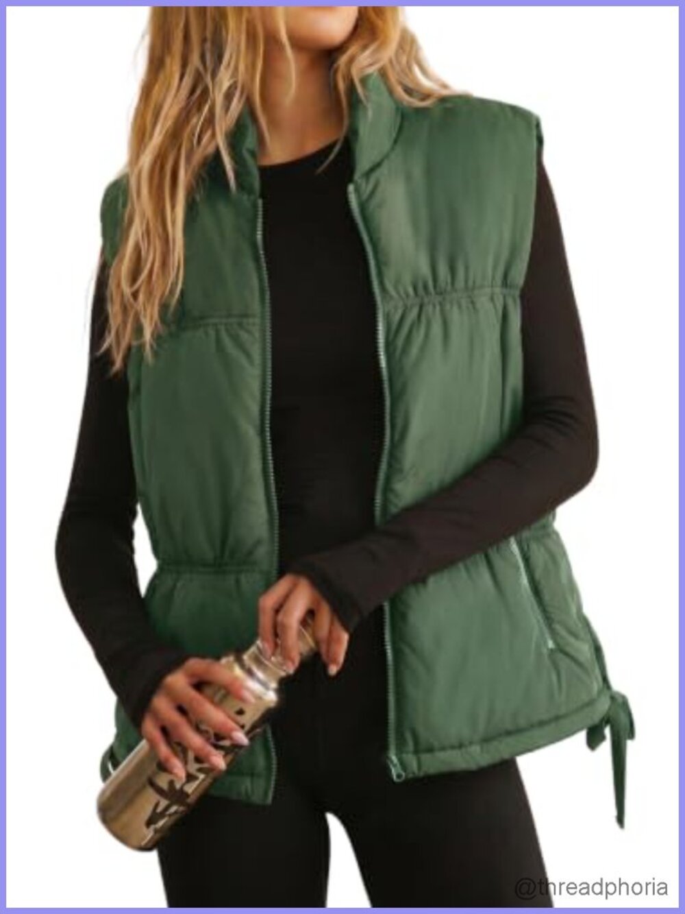Women's Sleeveless Puffer Vest Stand Collar Zip Up Cropped Quilted Jacket